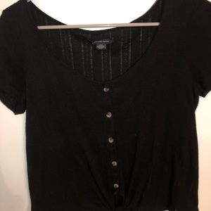 Black Button-up Crop Top